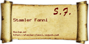 Stamler Fanni névjegykártya